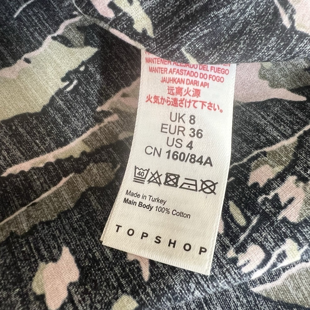 Topshop Oversized Camo Long Sleeve Button Down Shirt Size 4 Green NEW - Picture 10 of 14
